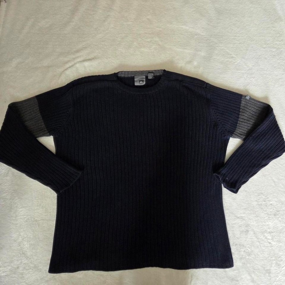 Vintage 90s Y2K Quicksilver Blue Grey Cable Knit Sweater Mens XL Muscle